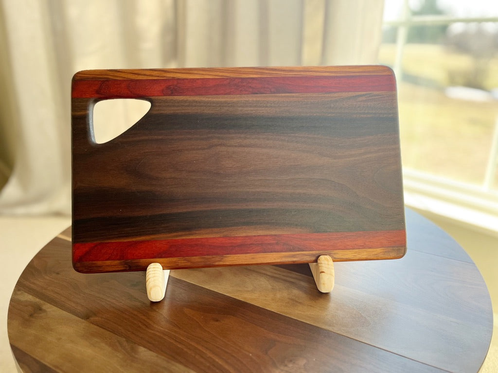 Walnut, Padauk, & Mahogany Face Grain Cutting Board