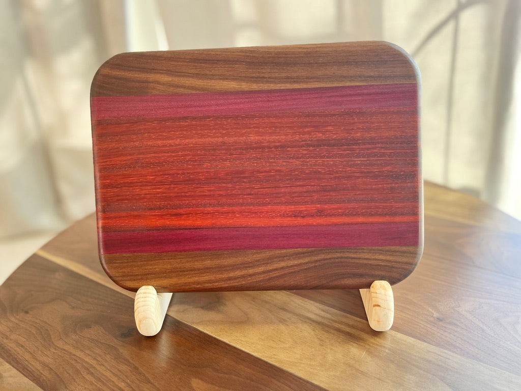 Padauk, Purple Heart, & Walnut Cutting Board