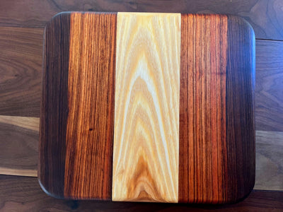 Ash, Mahogany, & Walnut Cutting Board - 12" x 10 3/4" x 3/4"