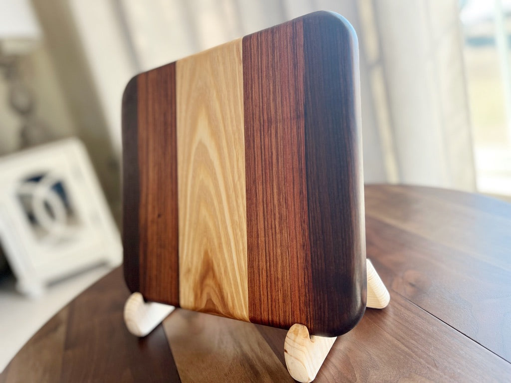 Ash, Mahogany, & Walnut Cutting Board - 12" x 10 3/4" x 3/4"