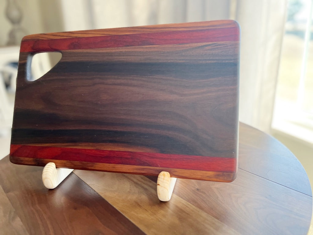 Walnut, Padauk, & Mahogany Face Grain Cutting Board