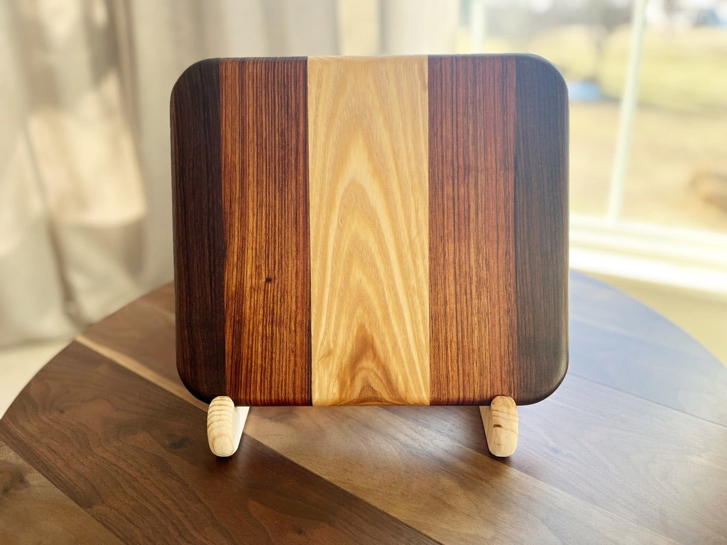 Ash, Mahogany, & Walnut Cutting Board - 12" x 10 3/4" x 3/4"