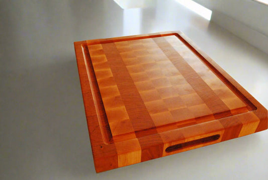 Luxury Custom End Grain Hard Maple & Cherry Cutting Board w/ Juice Groove