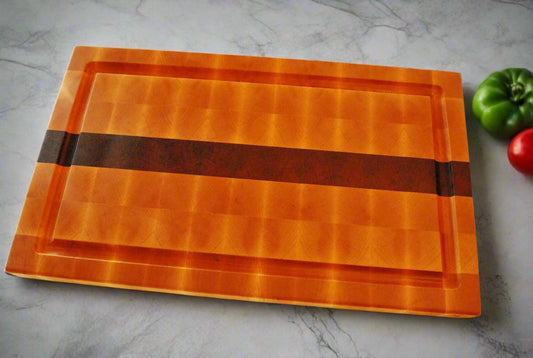 Luxury Custom Hard Maple & Padauk End Grain Cutting Board w/ Juice Groove