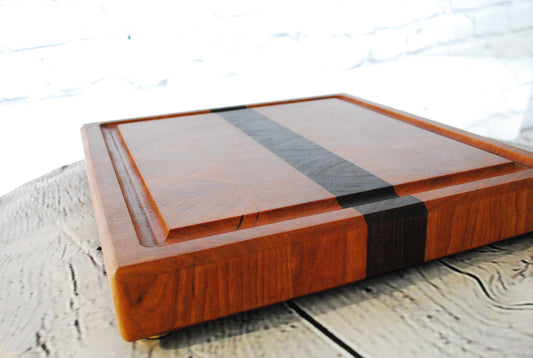 Luxury Custom End Grain Cherry & Walnut Cutting Board w/ Juice Groove