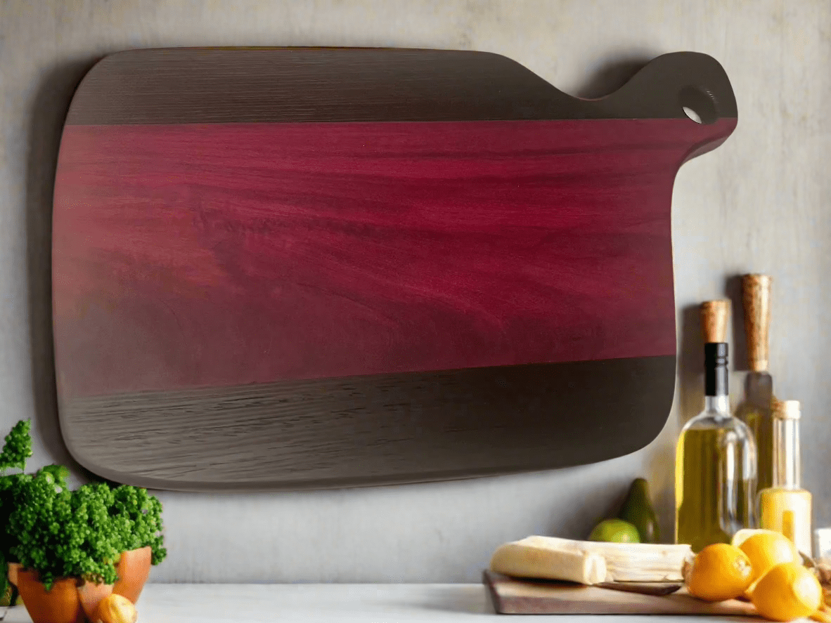 Purple Heart & Wenge Charcuterie Board - Handcrafted Wooden Serving Board