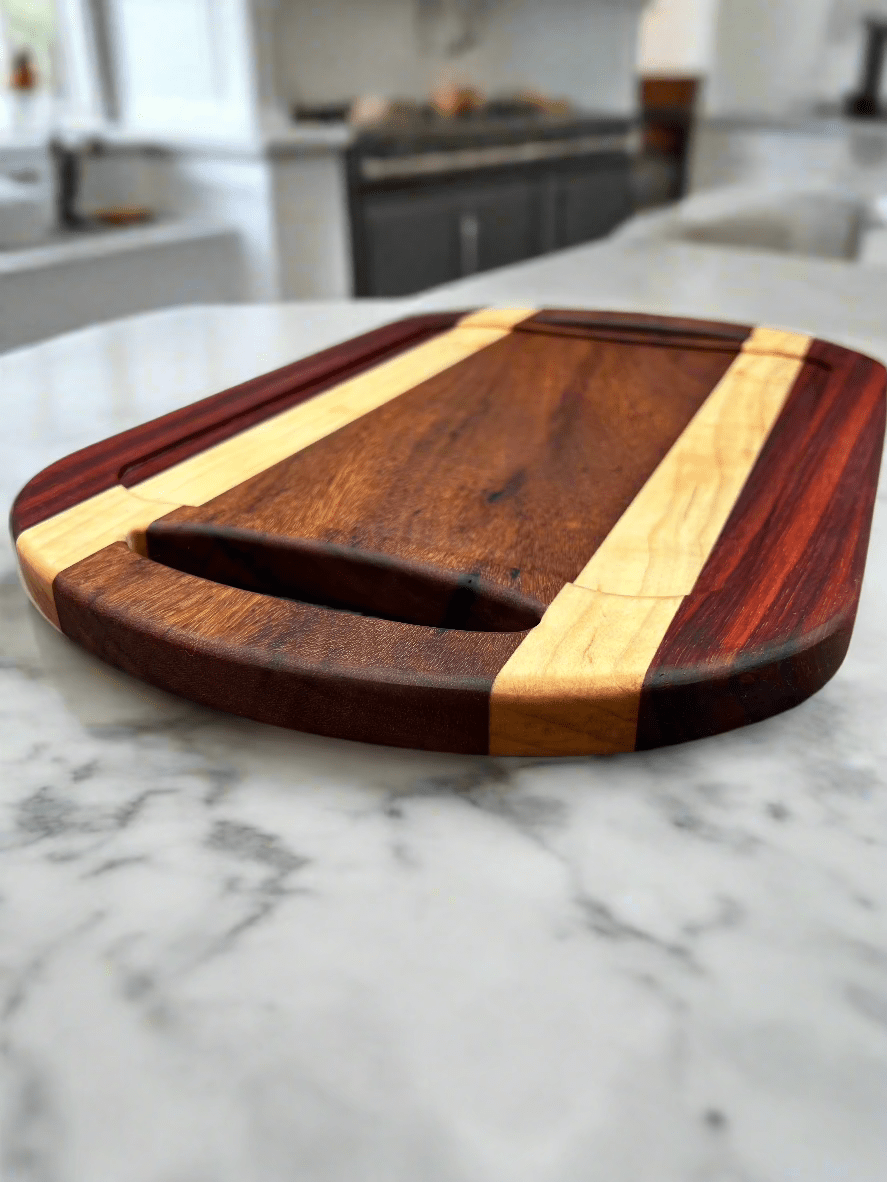 Padauk, Curly Maple & Tigerwood Charcuterie Board