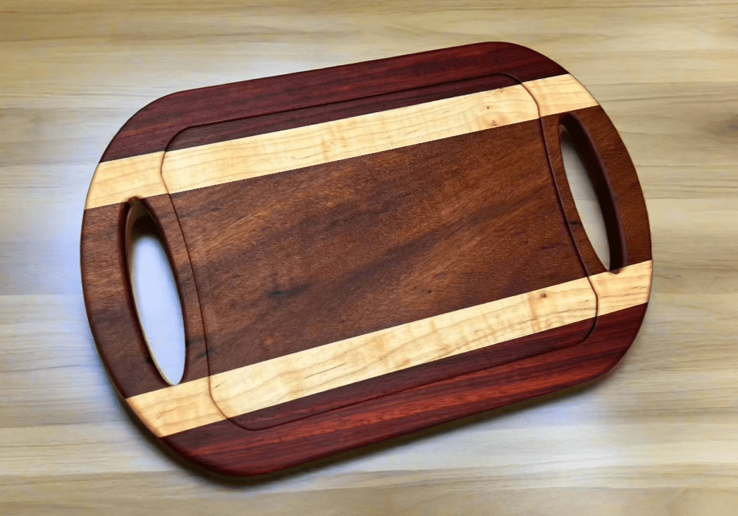 Padauk, Curly Maple & Tigerwood Charcuterie Board