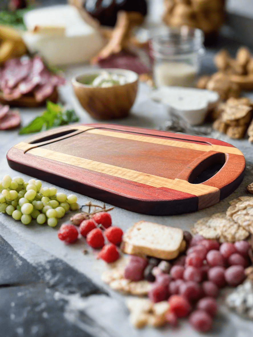 Padauk, Curly Maple & Tigerwood Charcuterie Board