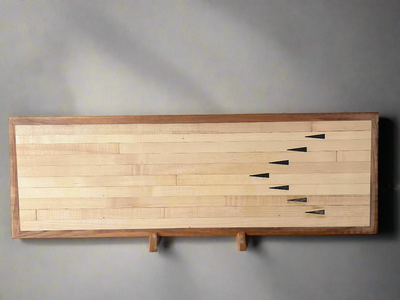 Massive Charcuterie Board - Upcycled Bowling Lane, Hard Maple, Ebony Inlay, Mahogany Border.