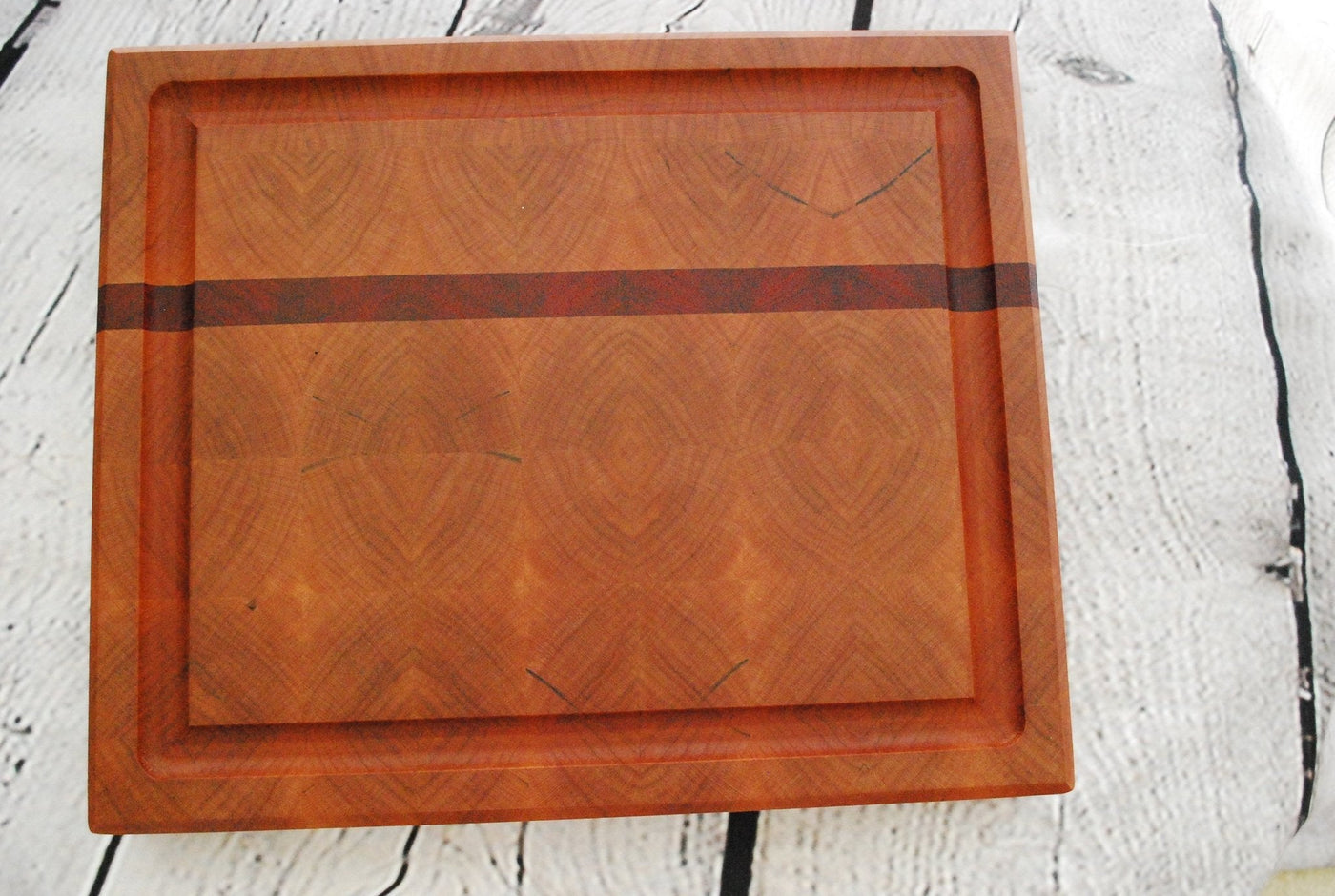 Custom Cherry & Padauk Luxury End Grain Cutting Board w/ Juice Groove - Two Cuts Carpentry