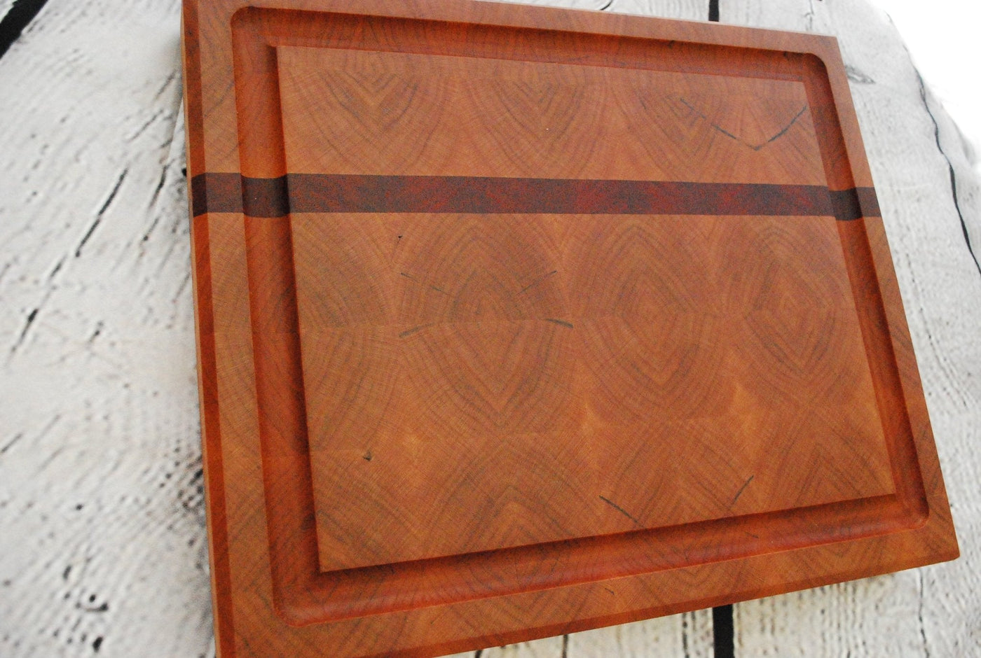 Custom Cherry & Padauk Luxury End Grain Cutting Board w/ Juice Groove - Two Cuts Carpentry