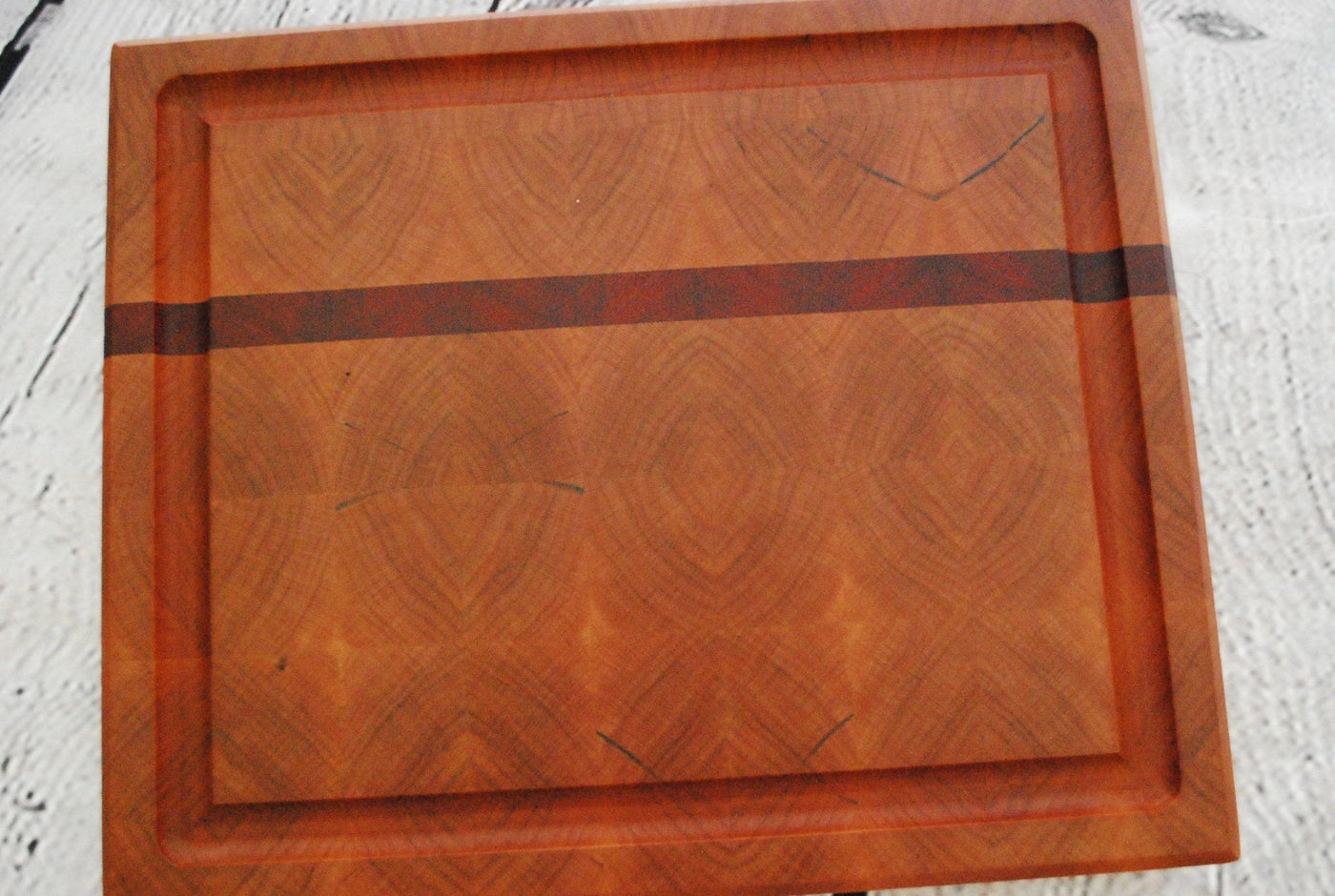 Custom Cherry & Padauk Luxury End Grain Cutting Board w/ Juice Groove - Two Cuts Carpentry