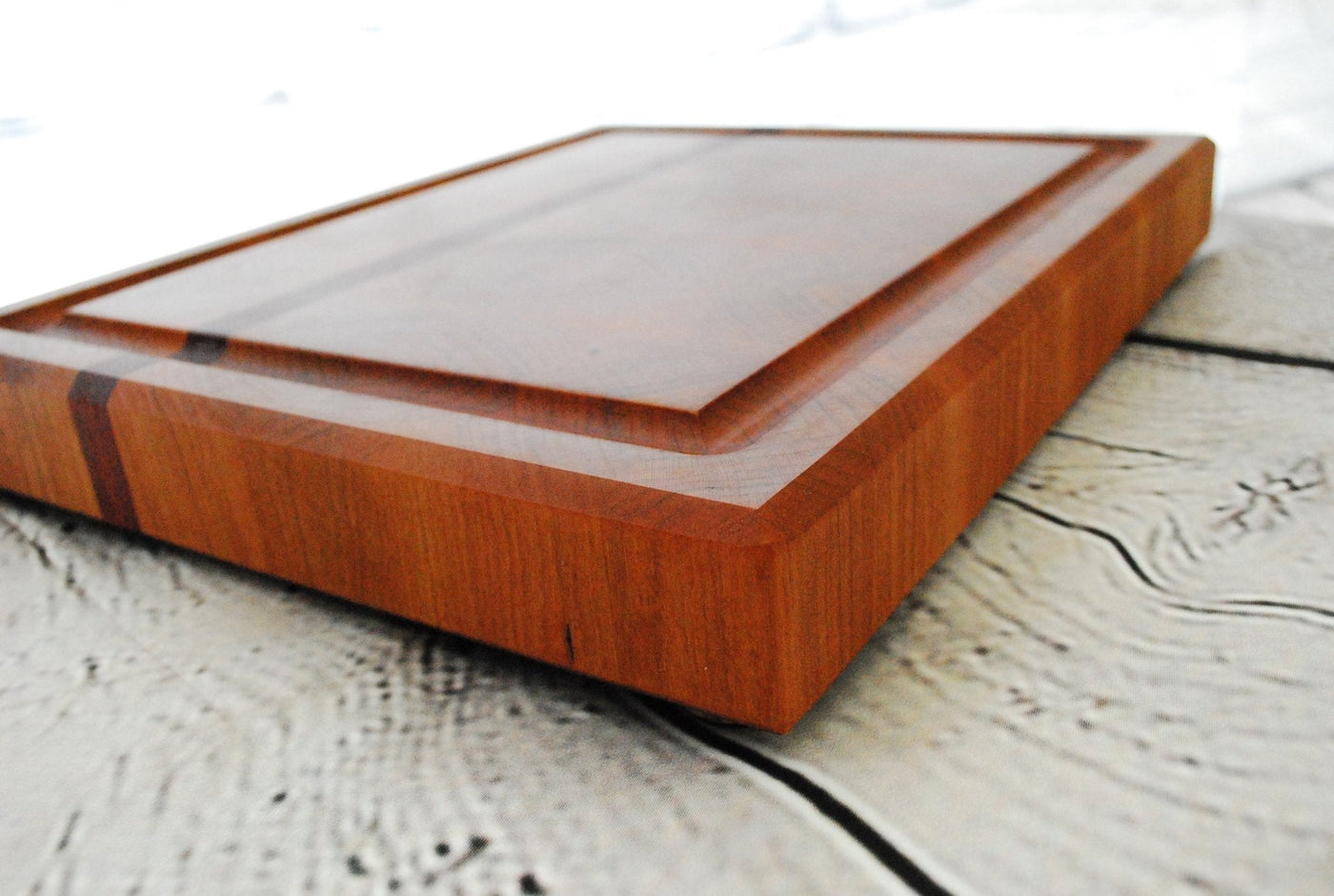 Custom Cherry & Padauk Luxury End Grain Cutting Board w/ Juice Groove - Two Cuts Carpentry