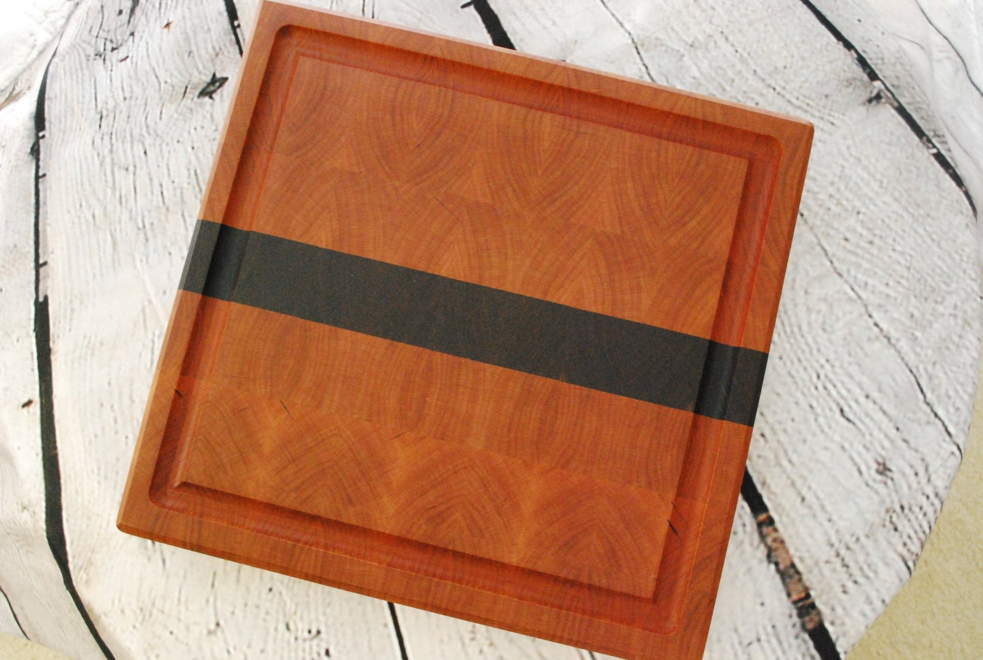 Custom Cherry & Walnut Luxury End Grain Cutting Board w/ Juice Groove - Two Cuts Carpentry