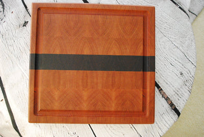 Custom Cherry & Walnut Luxury End Grain Cutting Board w/ Juice Groove - Two Cuts Carpentry