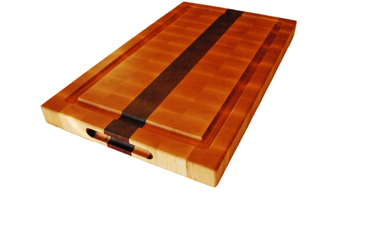 Custom Hard Maple & Padauk Large Luxury End Grain Cutting Board w/ Juice Groove - Two Cuts Carpentry