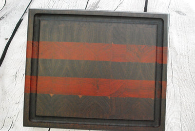 Custom Walnut & Padauk Luxury End Grain Cutting Board w/ Juice Groove - Two Cuts Carpentry